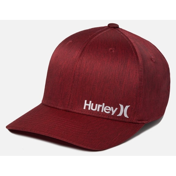 Hurley Men's Hat Corp Embroidered Logo Stretch Flex Fit Cap (Large/X-Large, Red)