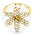 thumbnail image 3 of Gem Stone King Yellow Citrine Keren Hanan ART 18K Yellow Gold Plated Silver Women Flower Ring (1.50 Ct Round Available in Size 5, 6, 7, 8, 9), 3 of 5
