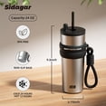 thumbnail image 4 of Sidagar 24 oz Silver Double-Walled Leak-Resistant Lid with Straw Stainless Steel Tumbler, 4 of 6