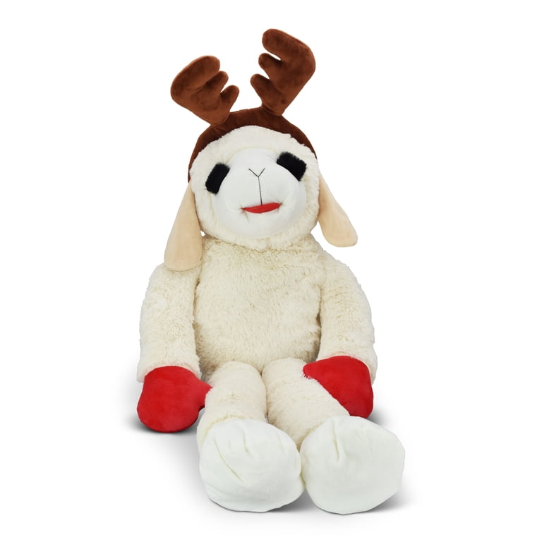 Multipet Plush Super Sized Holiday Lamb Chop Dog Toy, Reindeer