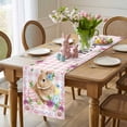 thumbnail image 4 of Happy Easter Table Runner 72 Inches Long for Kitchen Dining, Cute Rabbits Daisy Flowers Leaves Eggs Pink Plaid Dresser Scarf Farmhouse, Dining Table Decorations for Wedding/Parties, 13 x 72 In, 4 of 8
