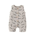 thumbnail image 1 of WEIYLL Boys Rompers Button Outfits Summer Sleeveless Feather Print Henley Grey Baby Overalls for 12-18 Months, 1 of 4