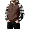 thumbnail image 5 of Men’s Pullover Hoodie Long Sleeve Camouflage Print Raglan Sleeve Drawstring Hooded Sweatshirt Kangaroo Pocket Casual Top Light Brown M, 5 of 5