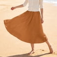 thumbnail image 2 of XIAOCHA Summer Midi Skirt for Women Solid Elastic Waist Side Pocket Flowy Loose Casual Everyday Long Skirts, 2 of 7