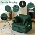 thumbnail image 3 of UBesGoo Modern 360° Swivel Chair Sofa, Soft Corduroy Fabric Accent Chair with Armrest Pockets, Solid Metal Frame, Ideal for Living Room Bedroom, Green, 3 of 9