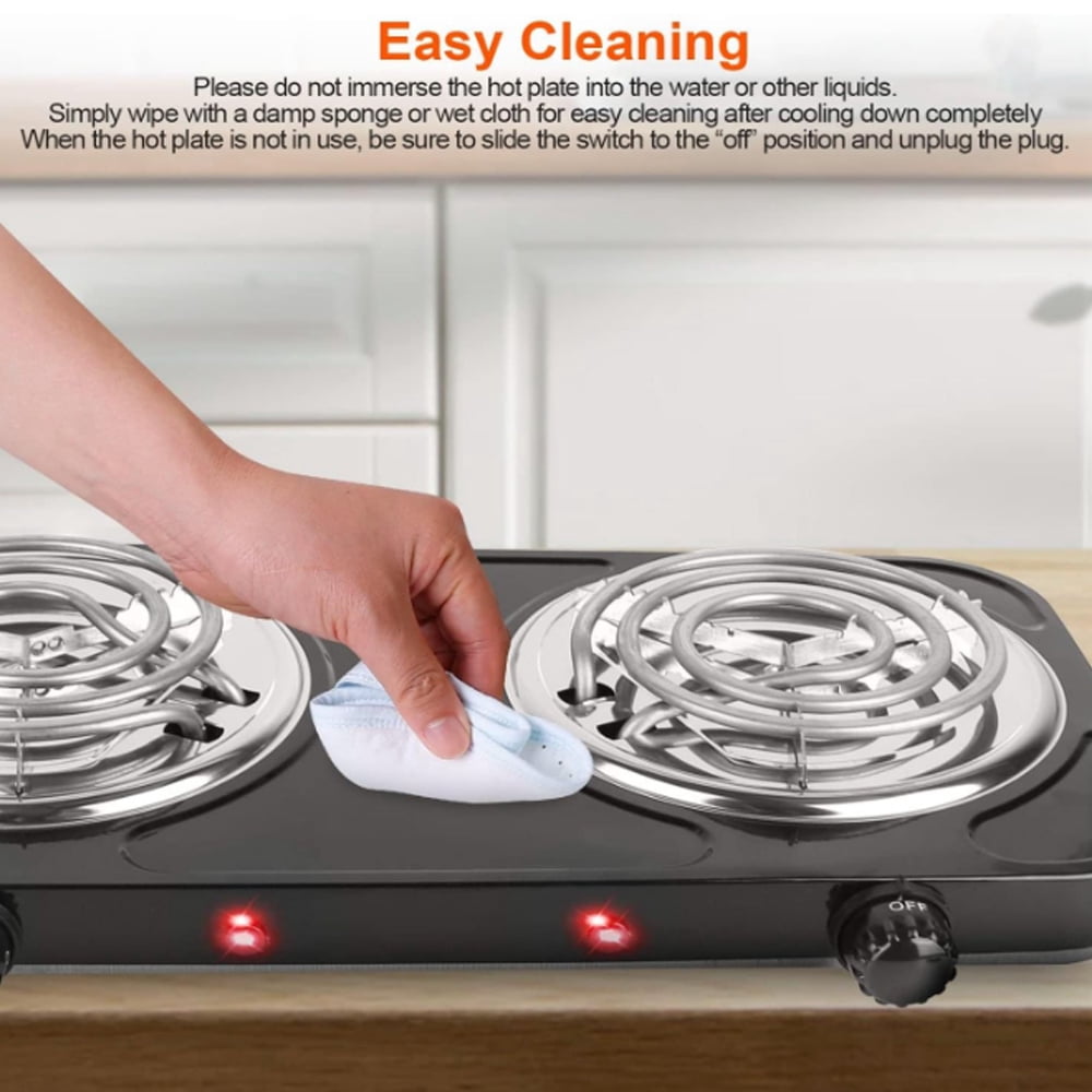 SOONHUA Double Burner, 120V, 2000W, Portable, Easy to Cook, Elegant Classic Design, 5 Adjustable Temperature