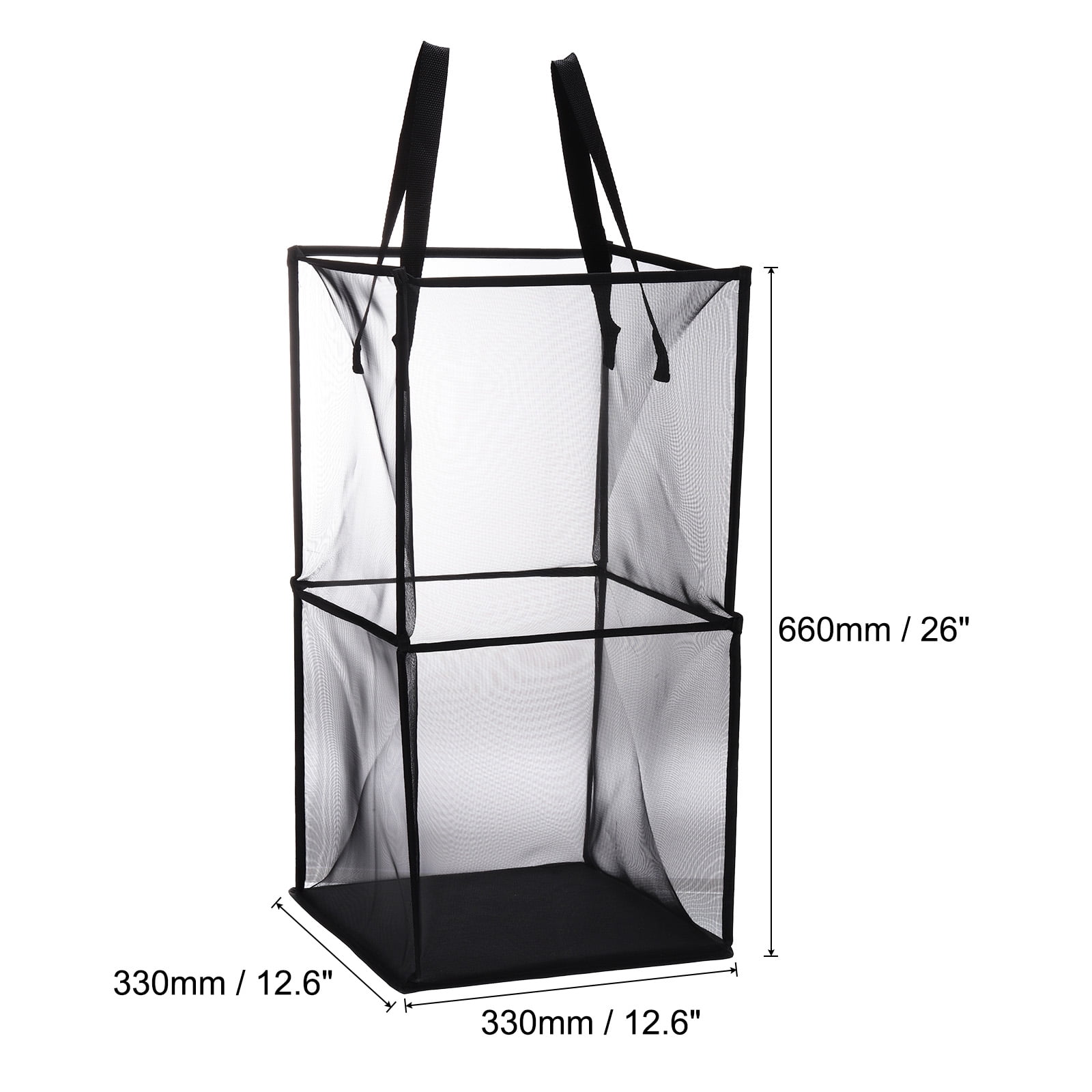 Unique Bargains Collapsible Laundry Hamper with Handles for Dirty Clothes Storage Black