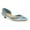 Blue, variant on XYD Women Elegant Pearls D'Orsay Pumps Pointed Closed Toe Low Heels Slip-on Kitten Evening Shoes Size 7 Black
