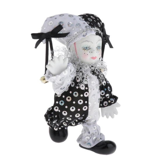 ROZYARD Classical White Ceramic Clown Doll With Delicate Paintwork Display Decoration
