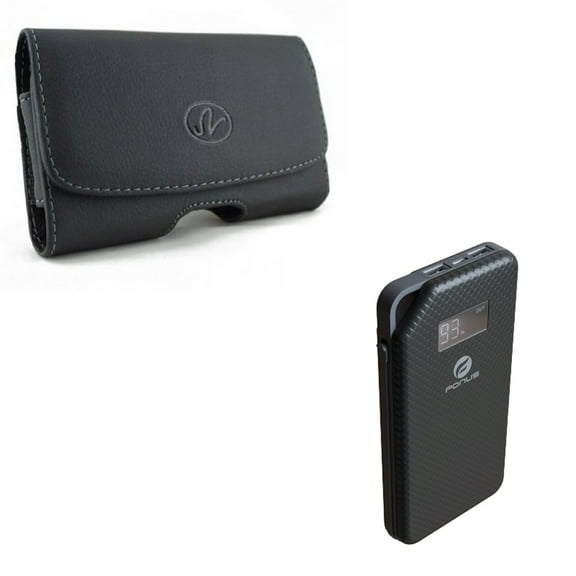 10000mAh Power Bank w Leather Case Belt Clip for OnePlus 9 Phone - Charger Portable Backup, Swivel Holster Loops N5K for OnePlus 9