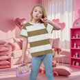 thumbnail image 7 of UACY Striped T-Shirt for Girls, Short Sleeve, Crew Neck (Coffee, 12-13 Years), 7 of 7