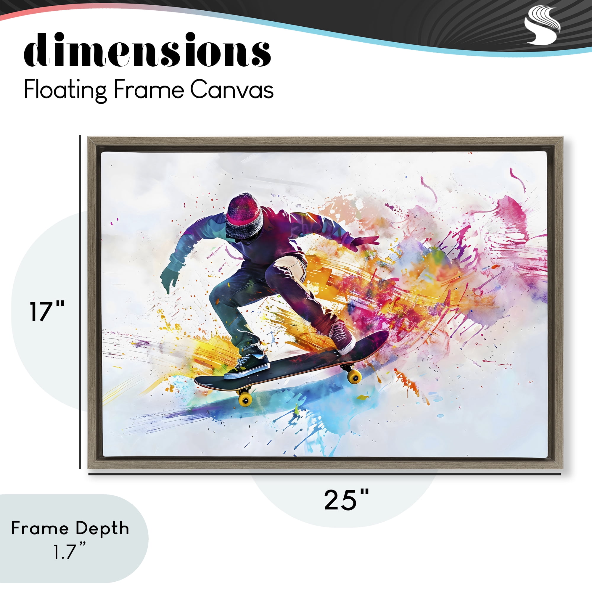Stupell Industries Skateboarder in Motion Brown Framed Floater Canvas Wall Art, design by Creative Studio