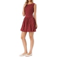 thumbnail image 4 of INSPIRE CHIC Polka Dot Dress for Women's Summer Sleeveless Crew Neck Mini Dress Trendy XS Dark Red, 4 of 5