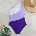 thumbnail image 4 of WREESH Women's Color Block One Piece Swimsuit - Asymmetrical One Shoulder Adjustable Strap Swimsuit Athletic Bathing Suit Purple, 4 of 7