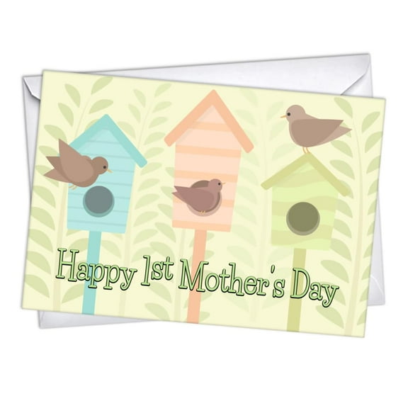 Birdhouses First Mother's Day Greeting Cards | 1 Pack Single (5x7)