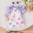 thumbnail image 2 of Baby Girls 2 Piece Summer Outfits Toddler Girl Clothe Short Sleeve Romper & Overalls Shorts Casual Toddler Outfits 0-3 Years, 2 of 9