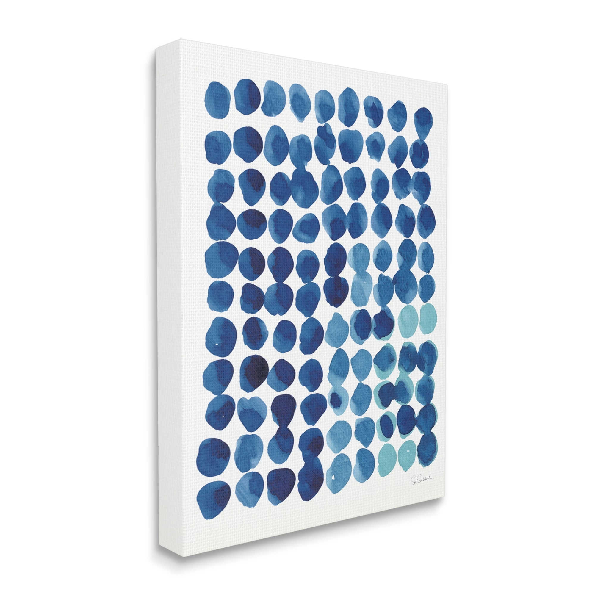 Stupell Industries Blue Polka Dot Pattern Circle Shape Grid Watercolor, 16 x 20, Design by Sue Schlabach