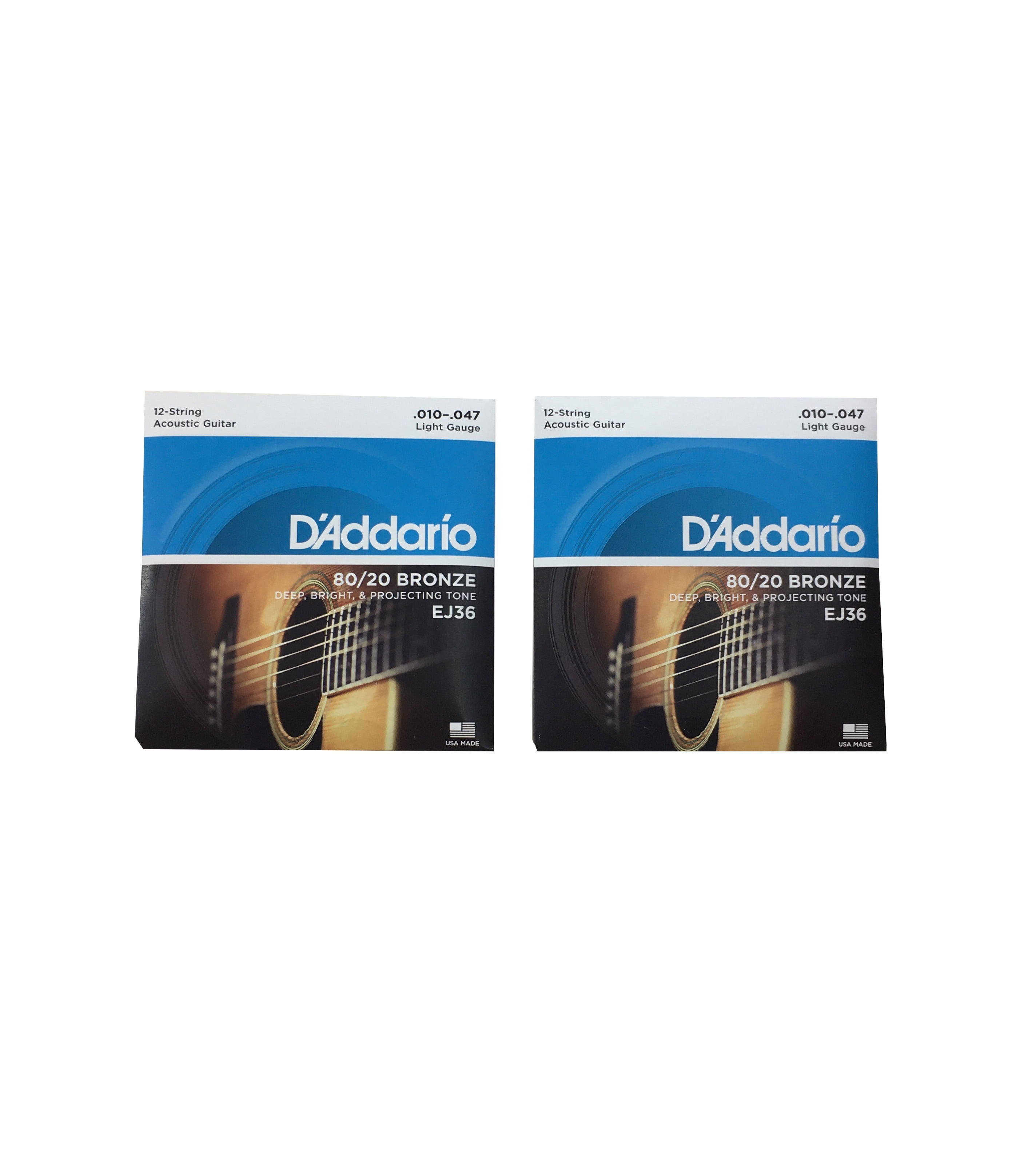 D'addario Guitar Strings 2Pack EJ36 12String Bronze Acoustic Light