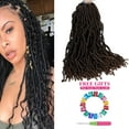 thumbnail image 1 of Nu Faux locs Soft locs 18inch Crochet Hair braids Curly Wavy Nu locs Goddess 7Packs Pre Looped Goddess Locs for Black Women Synthetic locs Braiding Hair Extensions+Gifts 18"7packs, 1 of 8
