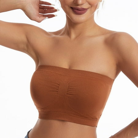 Xysaqa Women s Strapless Bra Bralette  Seamless Bandeau Stretchy Padded Bandeau Tube Top Bras for Women Everyday Comfy S-3XL