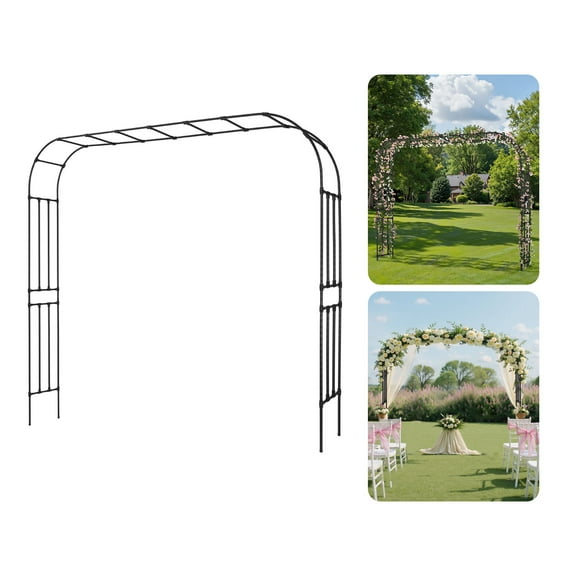 VEVOR Garden Arbor, 94.5 (H) x 126 (W) x 15.8 (D) in Metal Archway, Sturdy Outdoor Trellis Arch with Stakes, Easy to Assemble, Pergola Arbor for Plant Climbing Yard Lawn Wedding Party Decoration