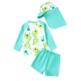 thumbnail image 1 of TOOYOU Toddler Boy Swimsuit Dinosaur Print Swimwear Long Sleeve Rash Guard Swim Shirt With Swim Trunks And Hat For Beach Pool Practical And Durable Bathing Suit For Child Size 6-12 Months,Mint Green3, 1 of 8