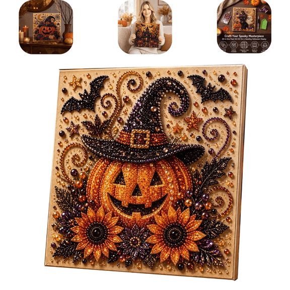 Halloween Ghost Pearl Art DIY Kit, Pearl Painting Kits for Adults,Pearls Diamond Art, Spooky-Cute Witch Cauldron Design,Fall Home Decor,Hanging Wall Art,Adults Craft Kit,3D DIY Pearl Painting G