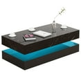 ChVans Black LED Coffee Table with 2 Storage Drawers, Modern High Gloss