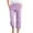 Purple, variant on Wyobmus Womens Cotton Linen Capri Pants Casual Color Color Elastic Waist 3/4 Plus Size Loose Darwstring Lounge Pants With Pocket Purple