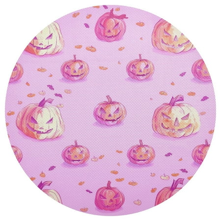 

Pink Pumpkin Head 15.4in Diameter PVC Plate Mat Heat-Resistant and Cuttable Kitchen Decor