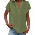 thumbnail image 6 of Pxiakgy Womens Linen Button Down Shirt Soft Comfy Blouse Gauze Tops Breathable Summer Spring Blouses Top Oversized Tees Dressy Tops Outfits Dress Button Up Shirt Lightweight Shirt Boho Green L, 6 of 8