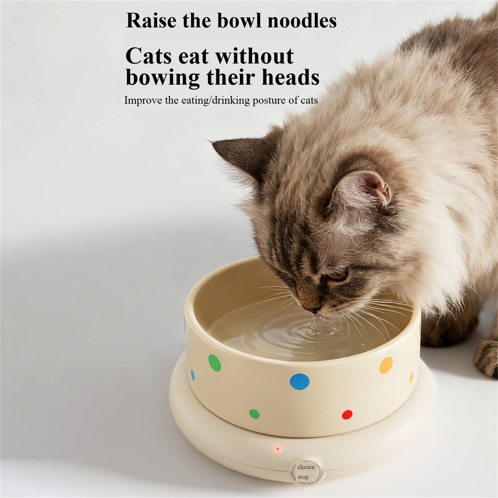 Pet Heated Water Ceramics Bowl, Constant Temperature Pet Drinking Dispenser, 3 Temperature Settings BPA-Free Removable Ceramic Bowl, Anti-Chew Cord Winter Pet Feeding Bowl (Large,White)
