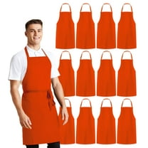 Avalon Kitchen 12-Pack Orange Aprons – Unisex Adjustable Bib for Cooking, BBQ, Painting & Restaurant