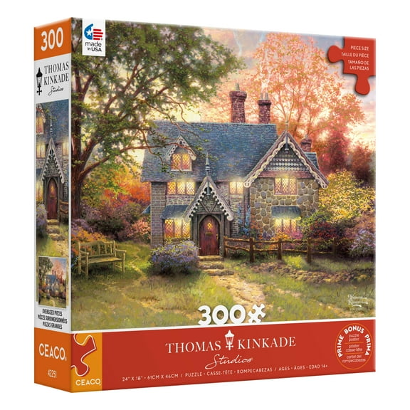 Ceaco 300 Piece Gingerbread Cottage (Thomas Kinkade) Interlocking Jigsaw Puzzle