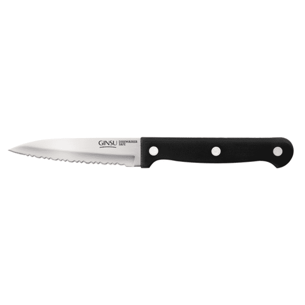 Ginsu Kiso Dishwasher Safe 3.5" Paring Knife Black, Serrated Stainless