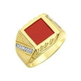 thumbnail image 3 of RYLOS Bagues pour Hommes Bague de Designer en Or Jaune 14K avec Diamants et Quartz Rouge Bagues pour Hommes Taille 10, 3 of 6