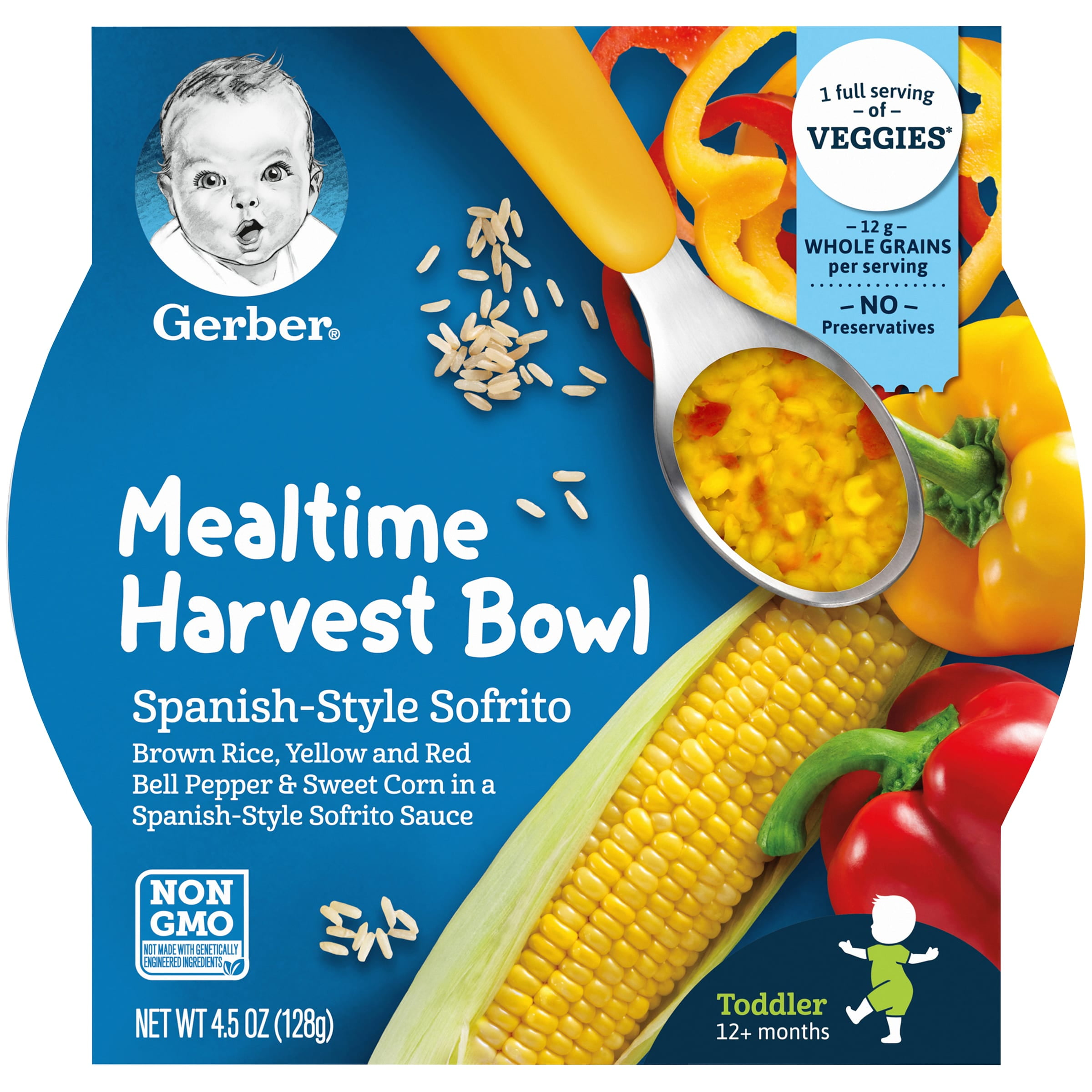 Gerber Mealtime Harvest Bowl Toddler Food, Spanish-Style Sofrito, 4.5 oz Tray