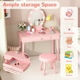 thumbnail image 5 of Veanerwood Kids Vanity Table & Stool Princess Dressing Makeup Set for Girls, Lighted Mirror, Pink, 5 of 12
