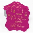 thumbnail image 2 of Inkdotpot Hang Tags Merry Christmas & Happy Text Favor Bracket Shape Gift Tags Real Gold Foil Bonbonniere Tag Pack Of 100, 2 of 7