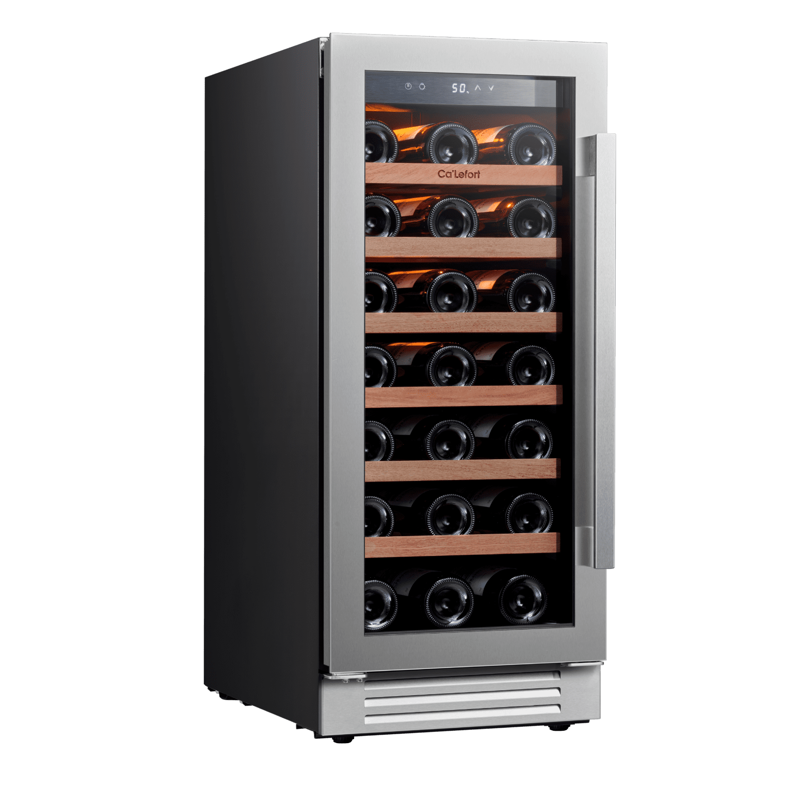 Ca'Lefort 33 Bottle Wine Refrigerator and Cooler, 15 inch Wine Fridge with Glass Door for Home/Office, Built-in & Freestanding(Left Opening)