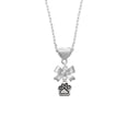 thumbnail image 2 of Delight Jewelry Silvertone Small Paw Silver tone Bow Heart Necklace, 2 of 4