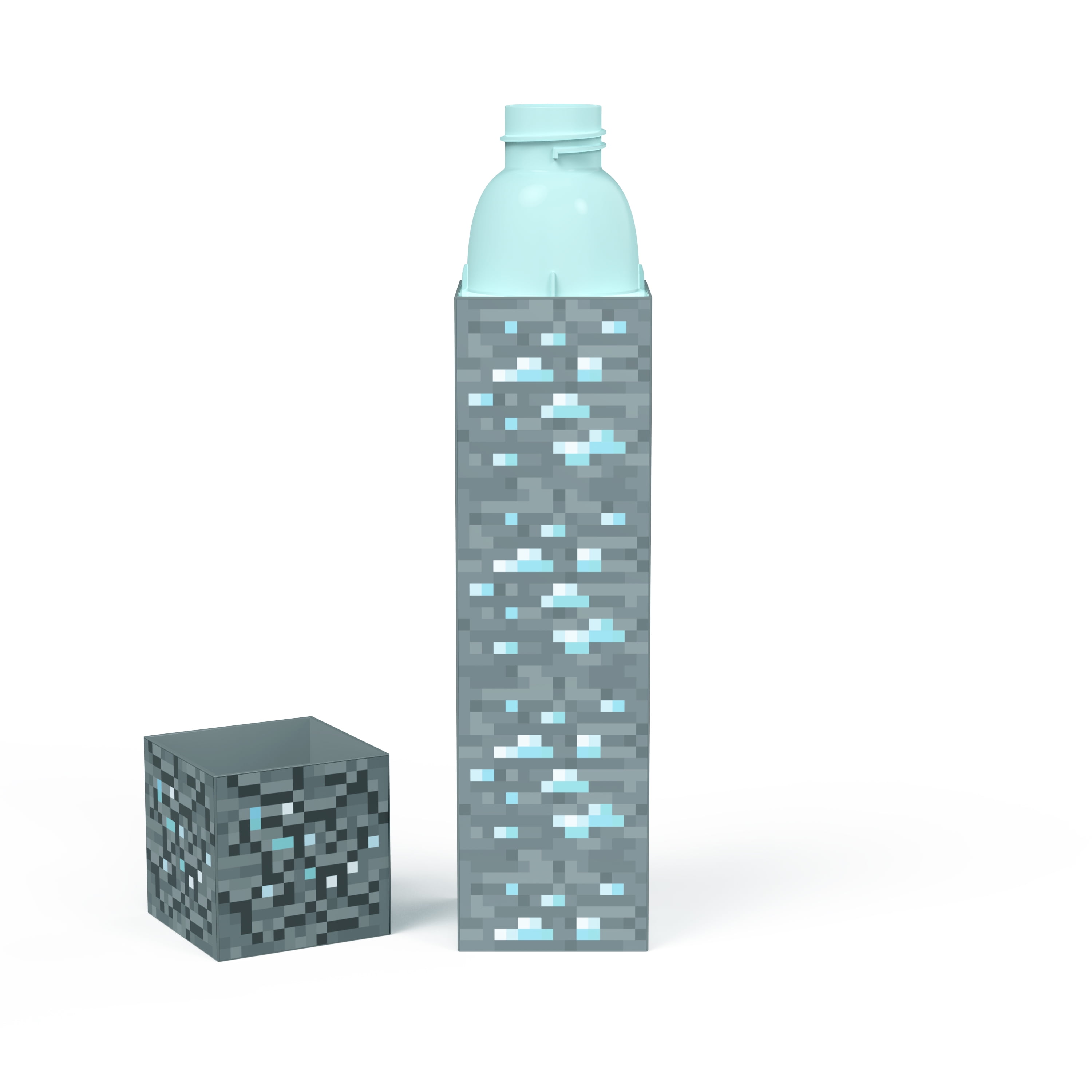 Zak Designs 22 oz Minecraft Kids Plastic Water Bottle Square Shaped for  Cold Water and Gamer Gift Minecraft Diamond Ore