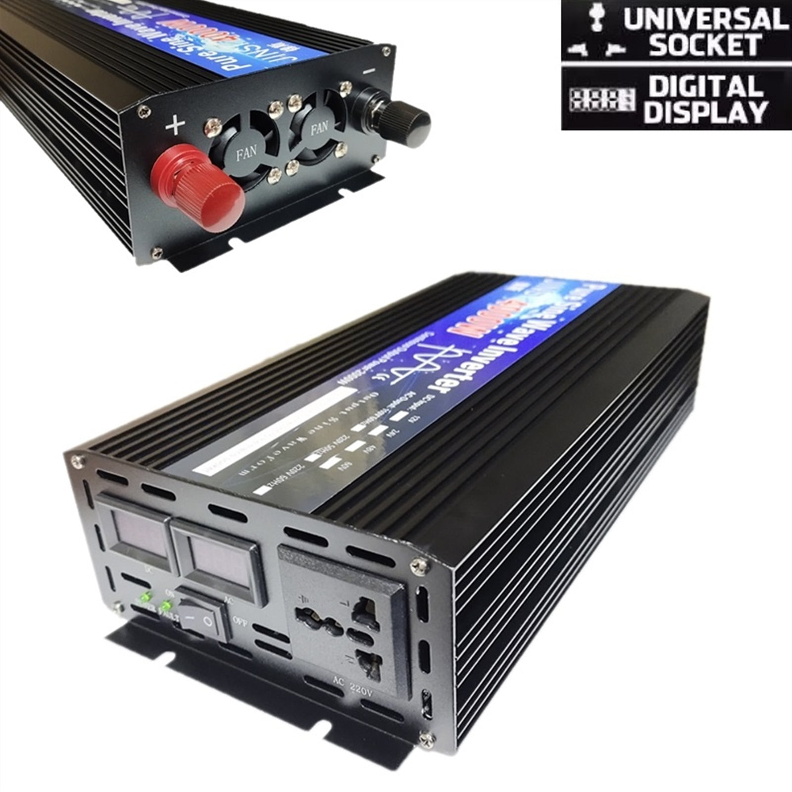 Pure Sine Wave Inverter 12V 24V 48V 60V 220 3000w 4000w Voltage Transformer Solar Power Inverter DC12V To AC 220 Converter LED ,Portable Design