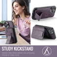 thumbnail image 3 of Decase for iPhone 14 Credit Card Slot Wallet Case,Built-in Foldable Kickstand,RFID Blocking Design,Slim Shockproof Flip PU Leather Compatible with Magnetic Car Mount Case Cover,Purple, 3 of 9