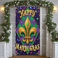 thumbnail image 3 of gold fleur-de-lis Happy Mardi Gras Banner green feathers Carnival Display colorful stars purple background Festive Backdrop for Mardi Gras Party Carnival Celebration New Orleans Event, 3 of 9