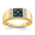 thumbnail image 5 of 14K Yellow Gold with Created Sapphire & Diamond Men's Ring Size 10, 5 of 7