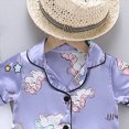 thumbnail image 6 of CAUYDY Toddler Baby Cotton Summer Pajamas Set Button Down Short Sleeve Tops Shorts Pjs 2pcs Boy Girl Solid Sleepwear Outfit(L101-Purple,2-3 Y), 6 of 7