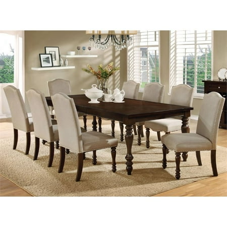 - Furniture of America Minard 9 Piece Dining Set in Antique Cherry