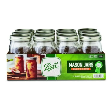 Ball, Glass Mason Jars with Lids & Bands, Wide Mouth, 32 oz, 12 Count