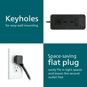 Philips 6-ft 5-Outlet Surge Protector, 1 USB-a, 1 USB-C, 15W, 1500J, Braided Cord, Black